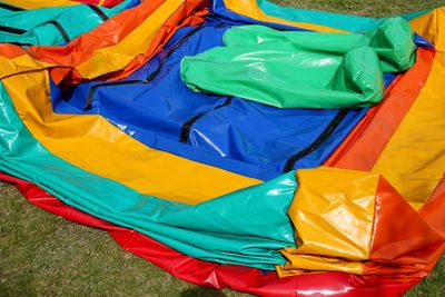 High angle view of multi colored umbrella