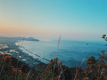 Scenic view of sea against clear sky