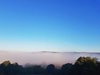 Scenic view of landscape against clear blue sky