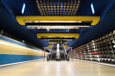 Empty escalators at subway station