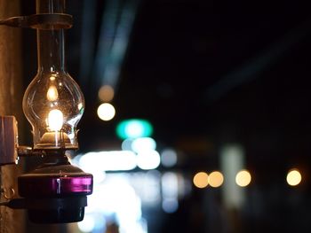 Close-up of illuminated lamp