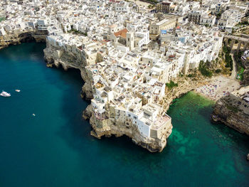 Polignano aerial view, from above, puglia