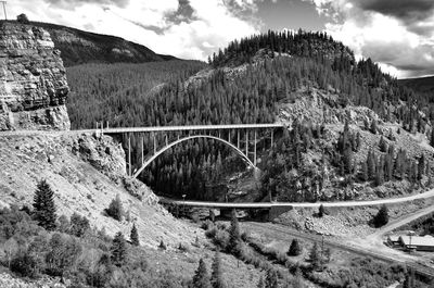 Bridge over river against sky