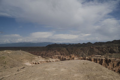 Scenic view of landscape against cloudy sky
