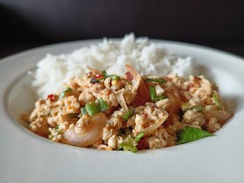 Close-up of salad in plate on table