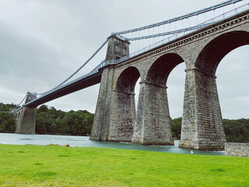 Low angle view of menai bridge