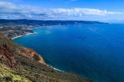 Scenic view of sea against cloudy sky