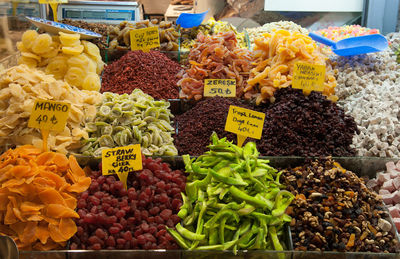 Various fruits for sale at market stall