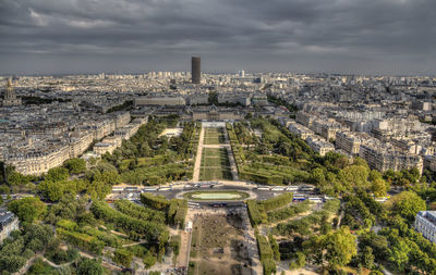 Aerial view of cityscape against sky