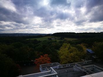 High angle view of trees on countryside landscape