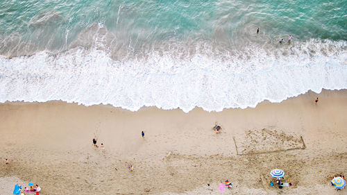 High angle view of people on beach