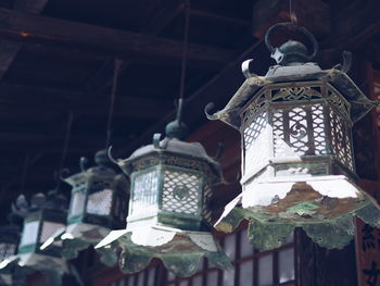 Low angle view of lanterns hanging