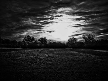 Scenic view of field against sky during sunset