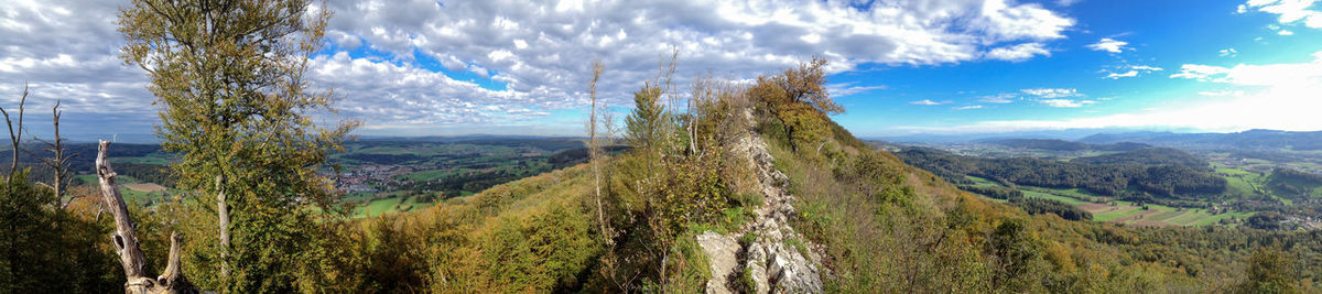 Scenic view of landscape against cloudy sky