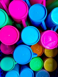 Full frame shot of colorful plastic containers