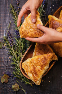 Close-up of woman holding food