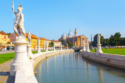 Padua italy prato della valle . main city square in padova . sculptures and water canal