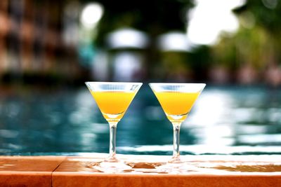 Close-up of wineglass on table