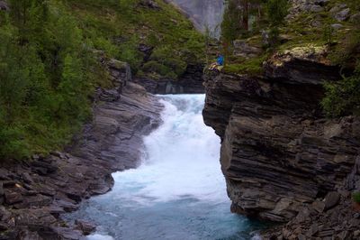 Scenic view of waterfall