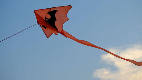 Low angle view of flag against sky