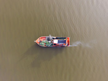 High angle view of boat in water