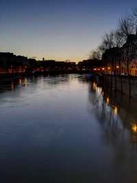 Scenic view of river against sky at sunset