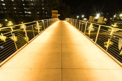 Illuminated railing at night