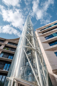 Low angle view of modern building against sky