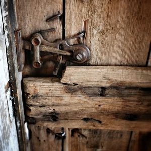 Close-up of rusty wooden door
