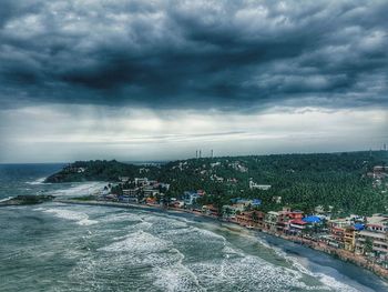 Scenic view of sea against cloudy sky