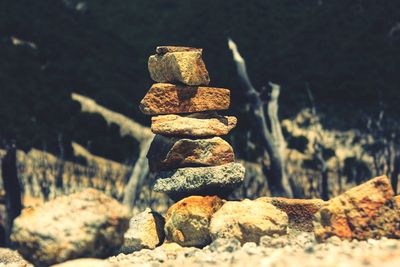 Stack of stones on rock