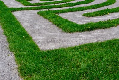 High angle view of footpath