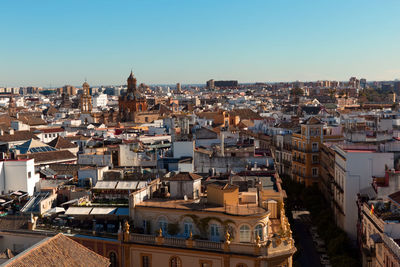 High angle view of townscape against sky