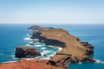 Scenic view of sea against clear sky