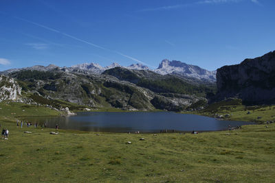 Lakes in the high mountains on a summer day, colors of summer