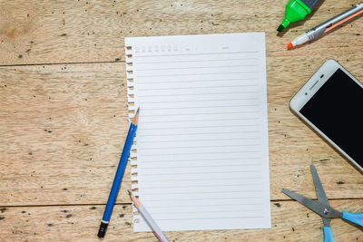 High angle view of pen on table