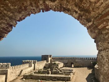 Scenic view of sea against clear sky