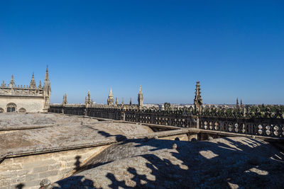 View of temple against clear blue sky