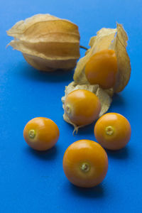 High angle view of fruits on table