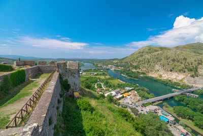 High angle view of townscape against sky