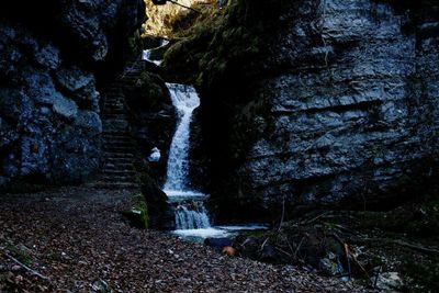 Stream flowing through rocks in forest