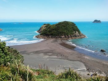 Scenic view of sea against clear sky