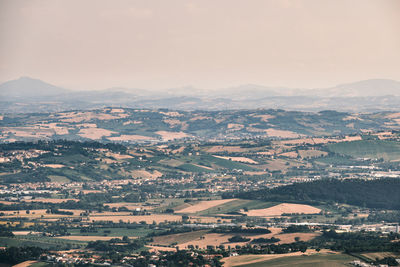 High angle view of townscape against sky