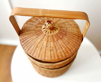 Close-up of wicker basket