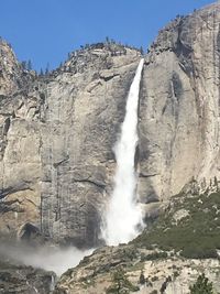 Scenic view of waterfall against clear sky