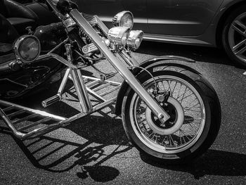 High angle view of bicycle parked on street