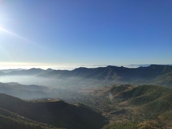 Scenic view of dramatic landscape against clear sky