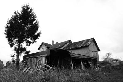 Abandoned built structure against clear sky