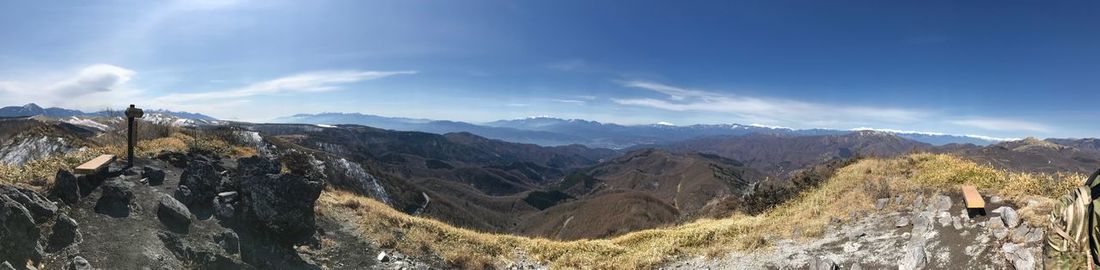 Panoramic view of mountains against sky