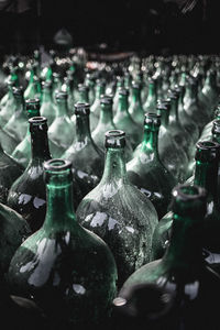 Close-up of glass bottles